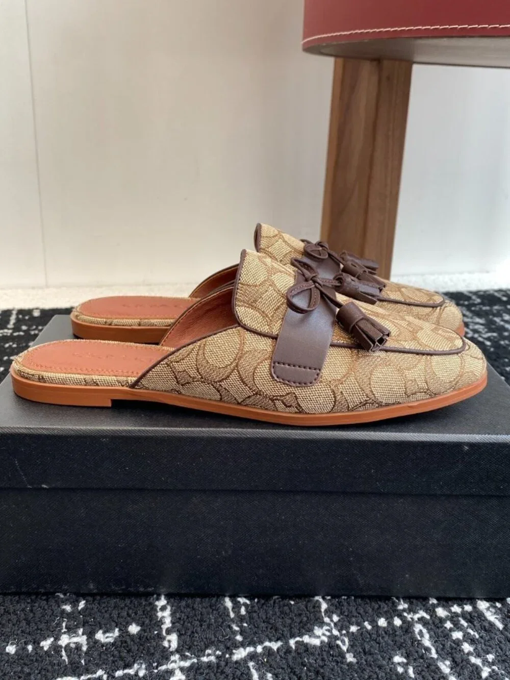 Coach Signature Canvas Tassel Mule Slides - Picture 2 of 5